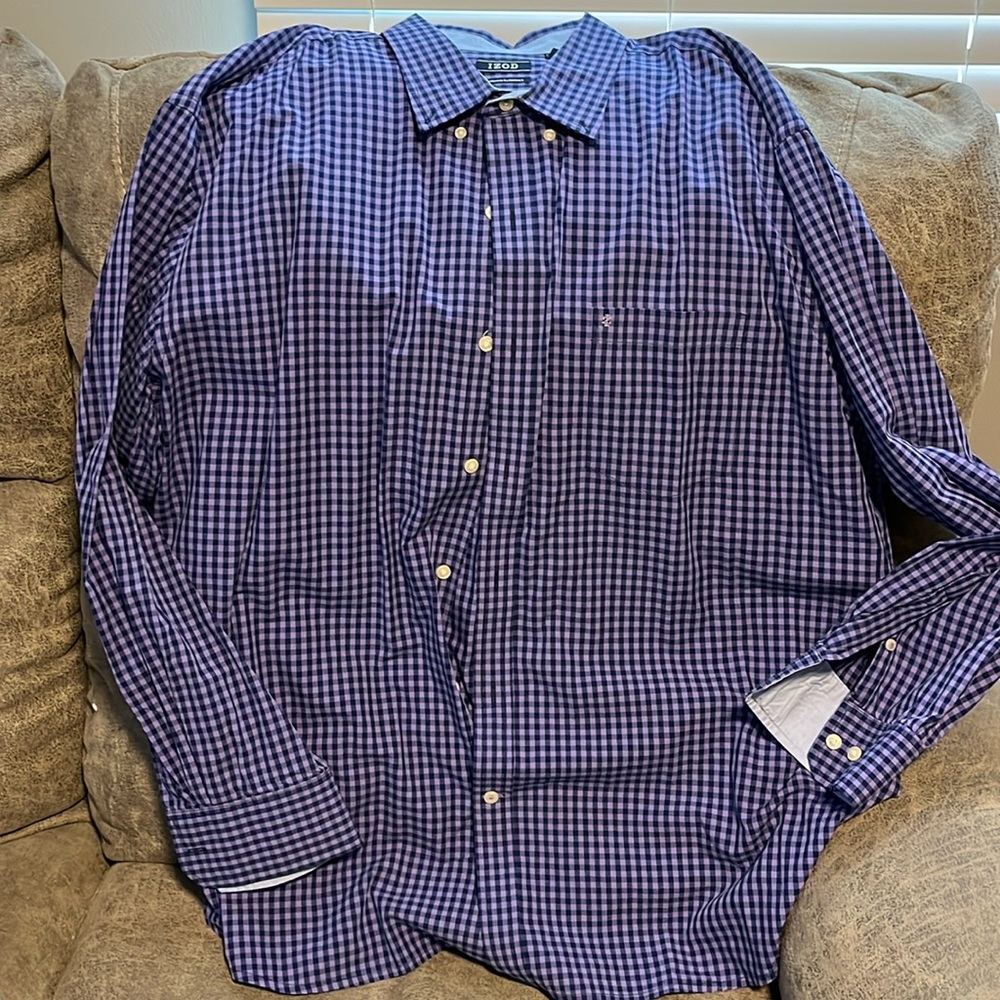 IZOD Button Down Purple and navy with pocket